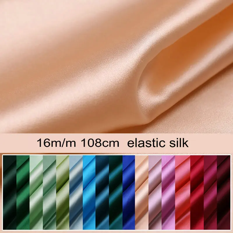 

Mulberry Elastic Silk Satin Fabric for spandex Silk Dress Skirt Wholesale 16 and 19m/m