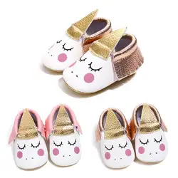 Симпатичные для новорожденных девочек принцесса кот Единорог первые ходоки новорожденных подошве Anti-тапки милые