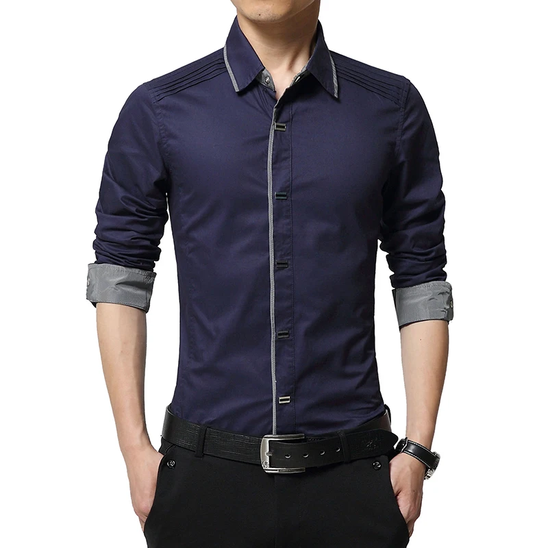 Новая мужская рубашка с длинным рукавом Мода 100% хлопок рубашки Великобритания Fit Slim Бизнес Повседневная рубашка для мужчин Camisa Masculina 4XL AE8823