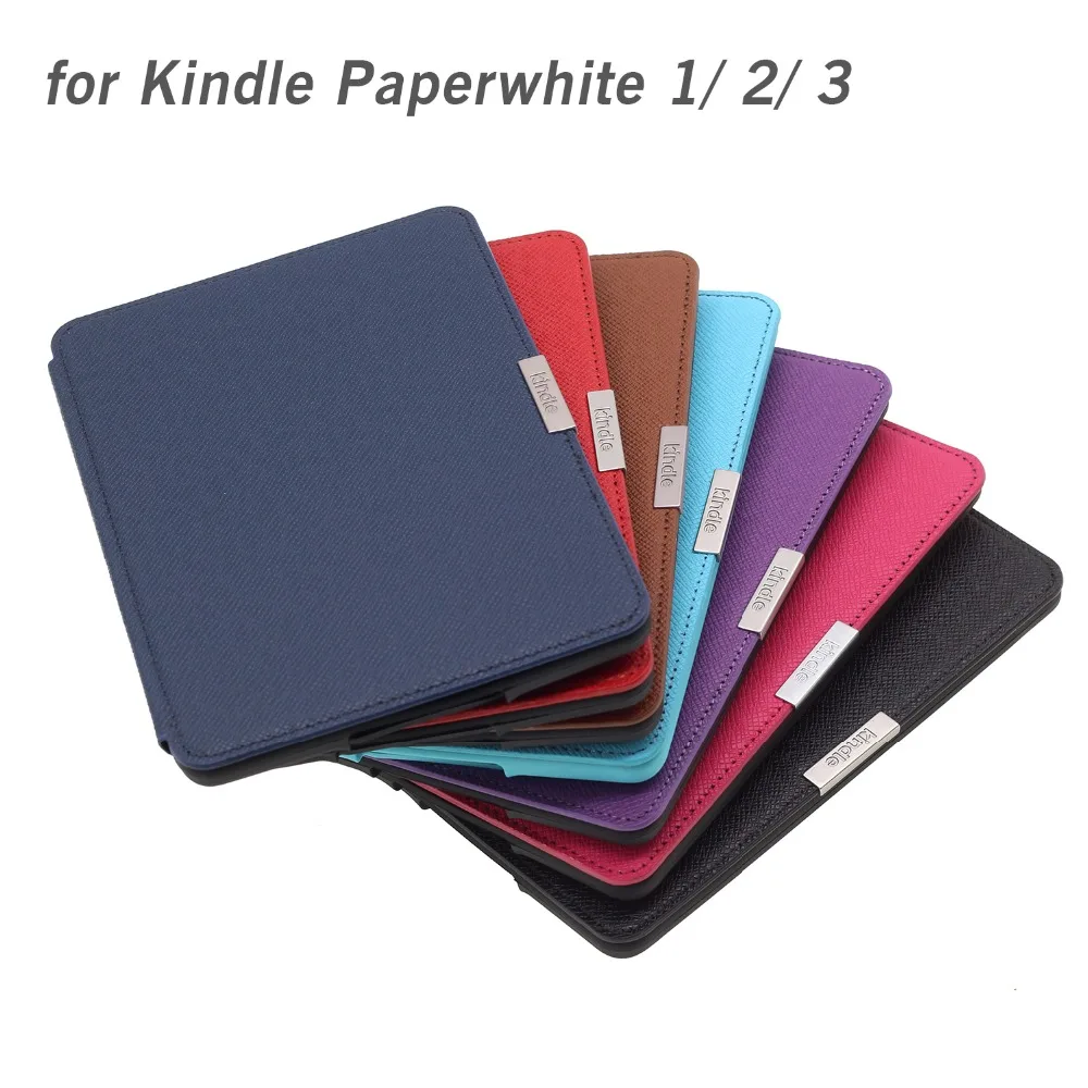 

Free Shipping PU Leather Case for Amazon Kindle Paperwhite 1/2/3 ebook with Auto Turn on/off Function Gift Screen Protector