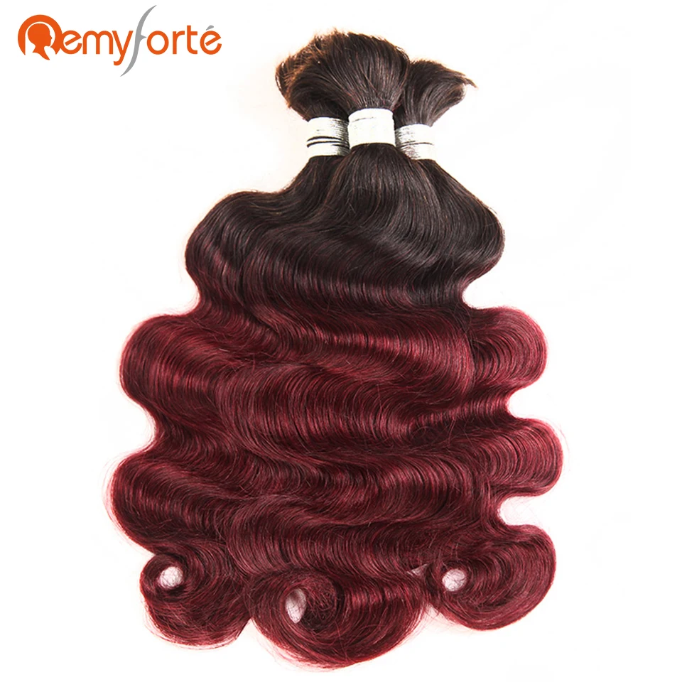 

Remy Forte Hair 3 Bundles Deal Body Wave Bulk Human Hair Braiding No Weft Ombre 99J Remy Brazilian Bulk Human Hair Free Shipping