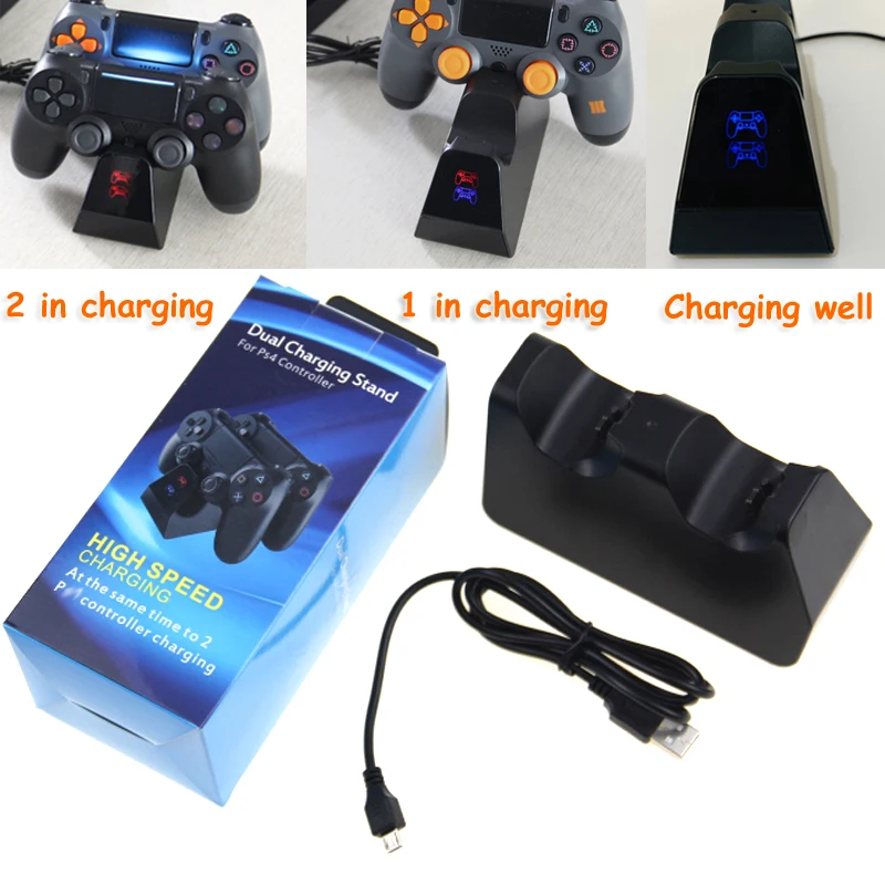 

2019 Controller Charger For PlayStation 4 Dock Station Micro USB Dual Stand Charging Status Display Screen for PS4/PS4 Slim/Pro