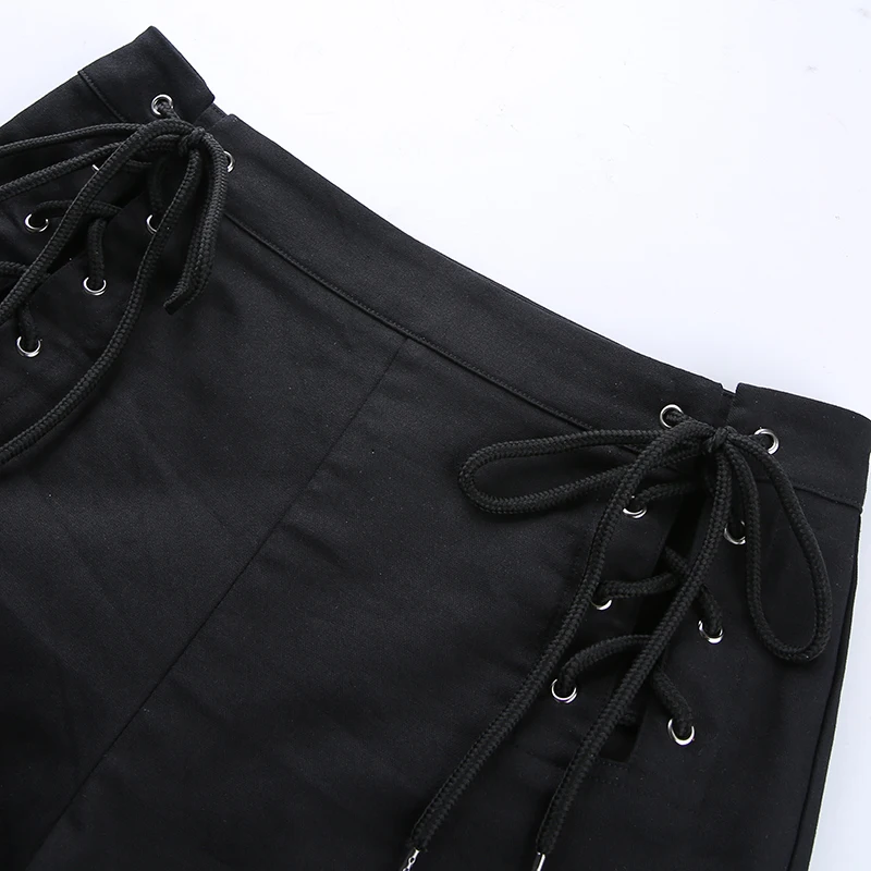 Waatfaak черный тонкий Лето повязку для женщин шорты для уличная пикантные леггинсы кольцо лоскутное шорты с высокой талией s Cargo короткие штаны