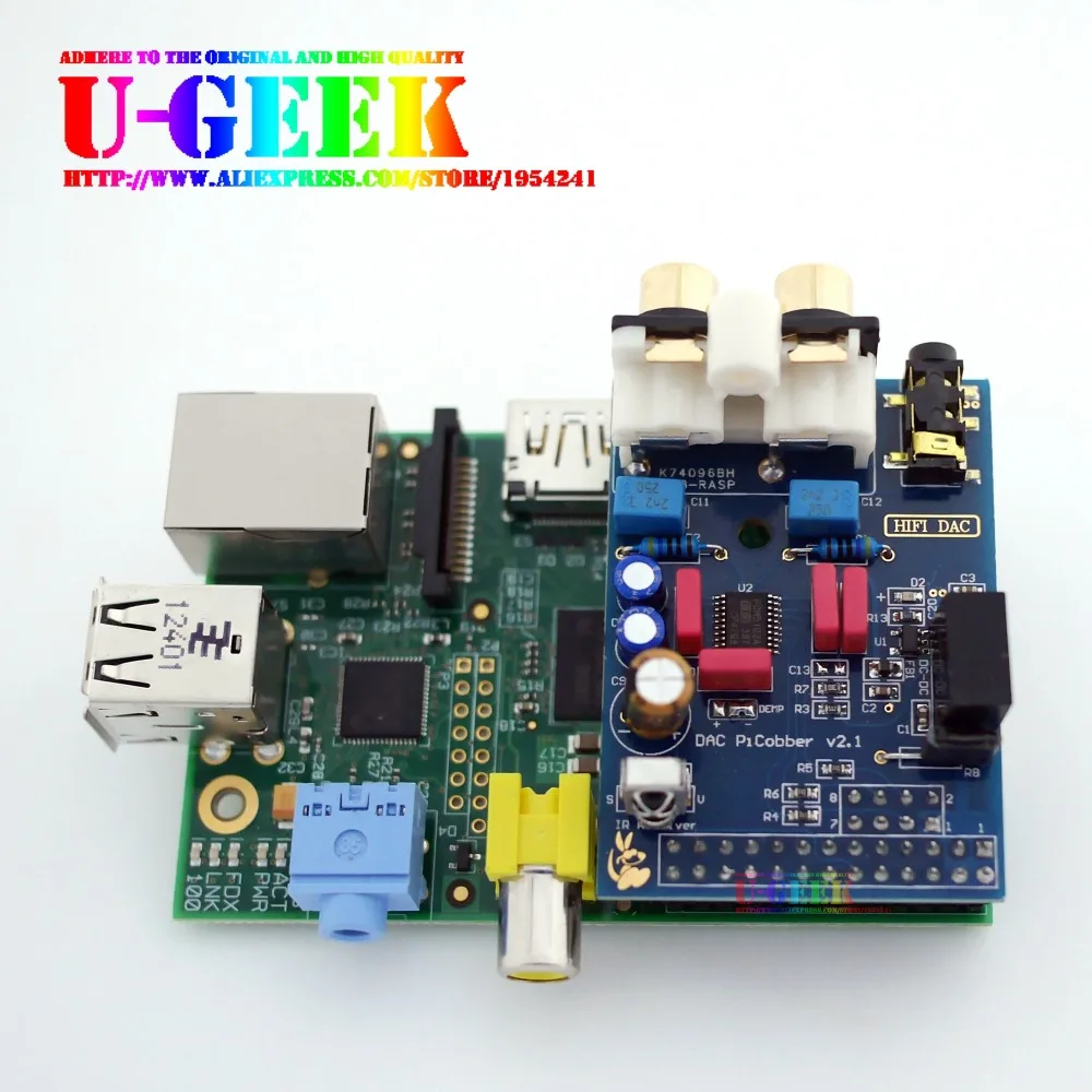 UGEEK AOIDE HiFi DAC Аудио Звуковая карта модуль ies интерфейс для Raspberry Pi B | DIY ваш HiFi плеер с Raspberry Pi