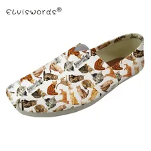 ELVISWORDS Женские туфли-лодочки кошка собака милые женские лоферы Демисезонный обувь на плоской подошве женские туфли Mujer летняя обувь Большие размеры 35–45