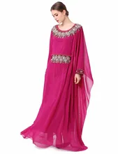 Hanım Nakış uzun kollu müslüman elbise Dubai fas Kaftan Kaftan İslam Abaya giyim Türk arapça elbise LF-17