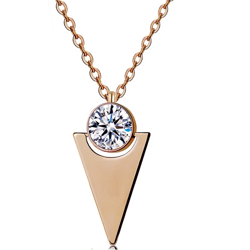 Двойной круглый геометрический кулон ожерелье из нержавеющей стали CZ Чокеры ожерелье Модные женские хрустальные ювелирные изделия подарки на день матери - Окраска металла: NW010 Rose Gold