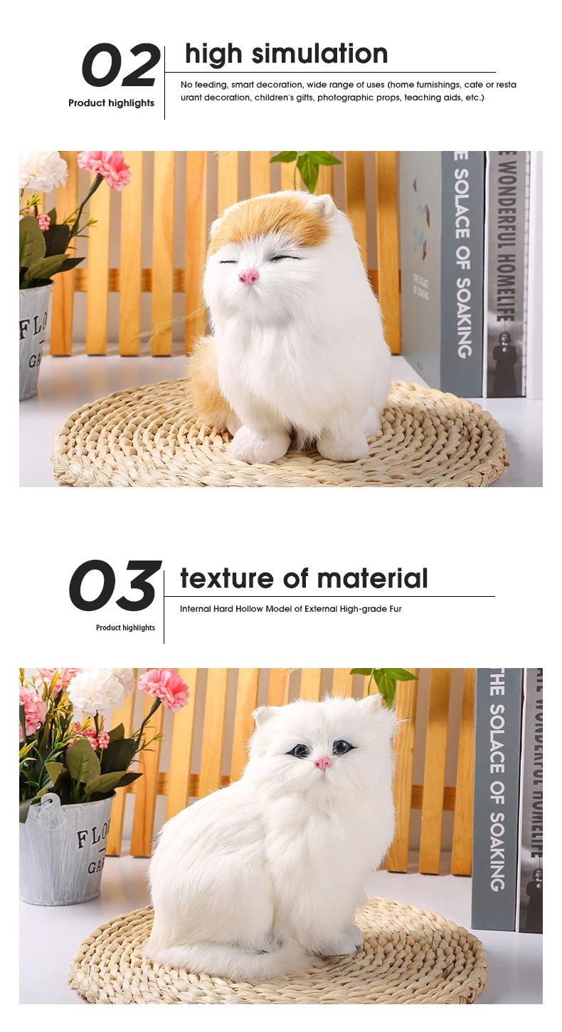 Мех Имитация плюшевого кота, реалистичные модели животных ручной работы, Реалистичная персидская кукла кошки, детские плюшевые игрушки декорация для дома