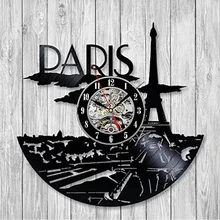 París Ciudad Francia reloj de registro de arte decoración de pared moderna Vintage Home Room