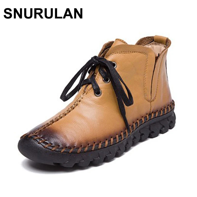 cowhide leather flat heel boots