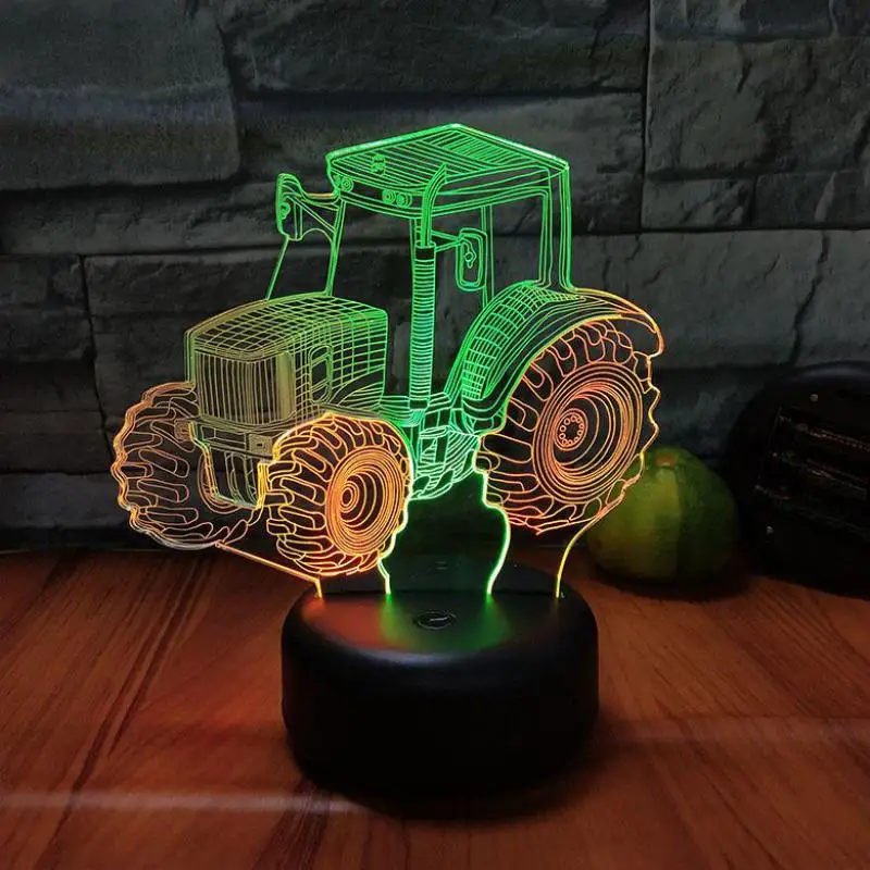 

Tractor Drive 3d Visual Night Light Creative 7 Color Touch Charging Led 7 Kids Lights Lamps Christmas decorations gift for baby