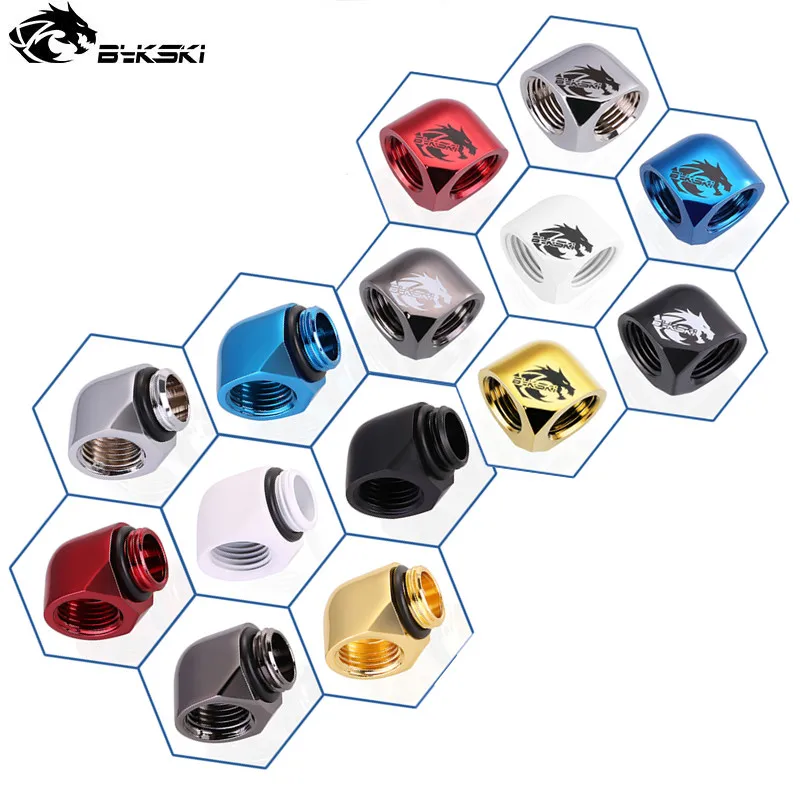 

Bykski Angled 90 Degree Adapter Fitting Tubing Elbow 2F / F-M G1/4 7 Colors