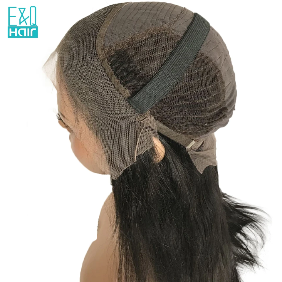 Pre Plucked Hairline Straight Lace Front Human Hair Wigs With Elastic Band Brazilian Remy Hair