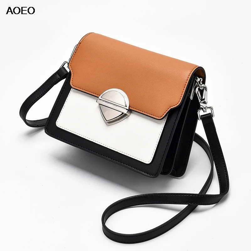 

AOEO Fashion Small Shoulder Bags For Women Luxury Crossbody Bag 2019 New Design Lady Handbag Split Leather Messenger Bag Female