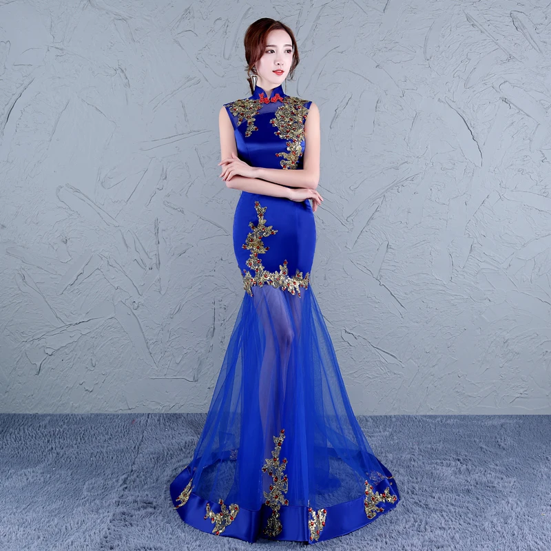Kalaokei Cheongsam Kleid traditionelle Plum Blossom Frauen Chinesisch lang Cheongsam Brautjungfer Abendkleid