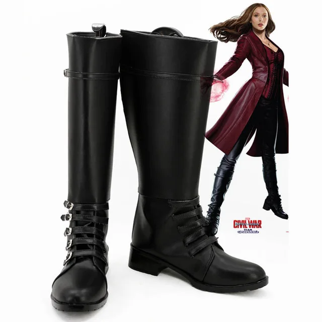 Ботинки для косплея капитан гражданская война Wanda Maximoff Scarlet Witch изготовленные на