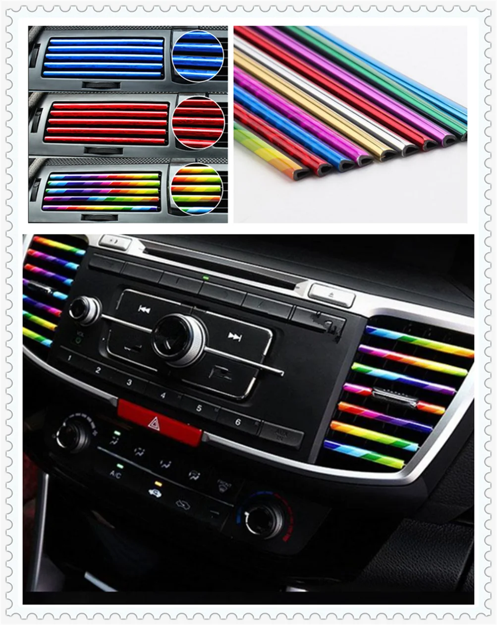 10pcs car shape conditioning air outlet decorative strip personality for Opel Corsa Antara Meriva Zafira Insignia Mokka