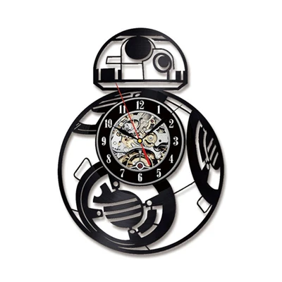 12in 3d wall clock Star Wars LED Wall Clock with 7 Colors Modern Design Movie Vintage Vinyl Record Clocks Wall Watch Home Decor - Цвет: D-NO LED