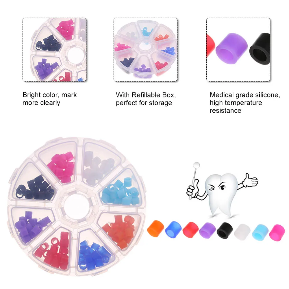 160 шт./кор. силиконовый стоматологический инструмент Autoclavable дезинфекция ортодонтический инструмент цветные кодовые кольца с многоразовая коробка
