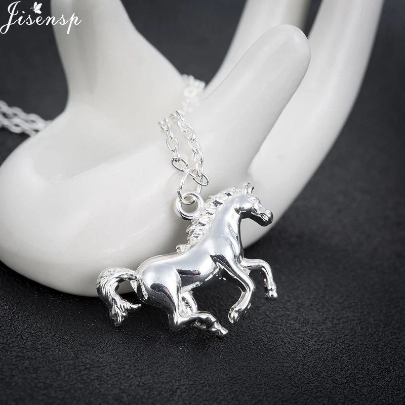 Jisensp Women Vintage Silver Color Collier Cool Opal Horse Pendants Necklace for Girls Gift New Horseshoe Animal Wedding Jewelry Jisensp Women Vintage Silver Color Collier Cool Opal Horse Pendants Necklace for Girls Gift New Horseshoe Animal Wedding Jewelry