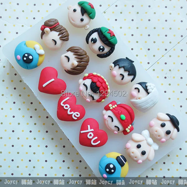 

Free Shipping Couples face series I love you Food-grade silicone mold Chocolate mold Cupcakes decoration mold The clay mould