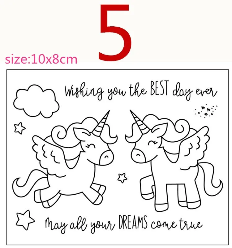 

unicorn cartoon pattern Stamp And metal die Scrapbooking Alphabet Stamp Embossing Craft Silicone Transparent Stamps