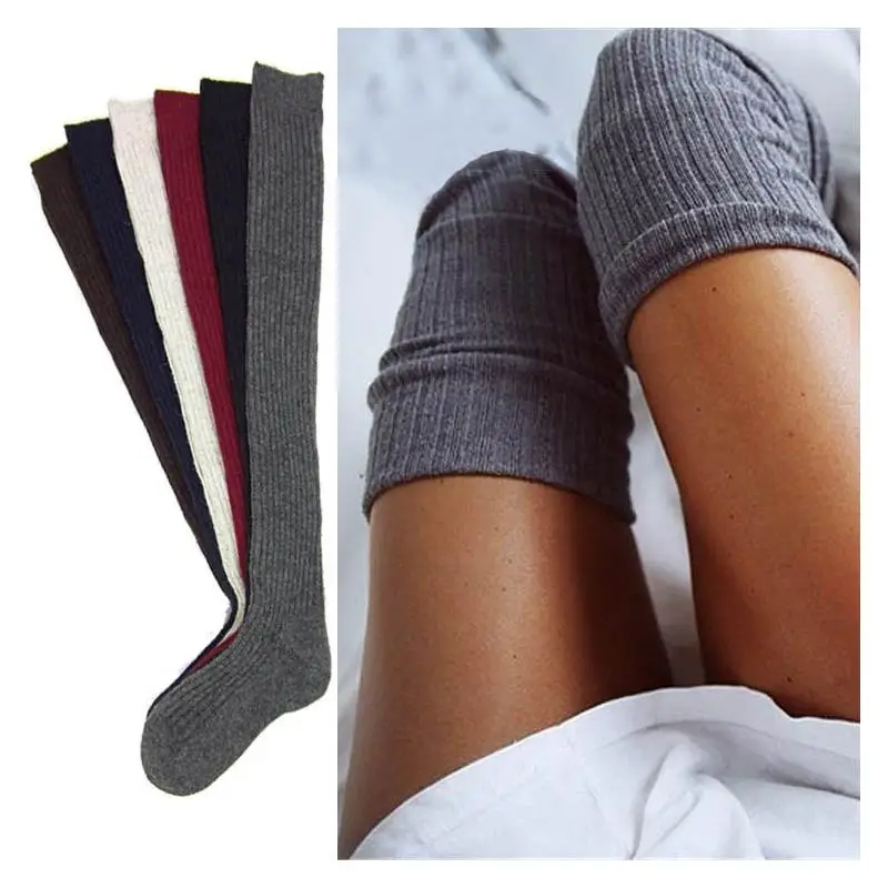 Женские теплые вязаные носки зимние теплые женские носки до бедра
