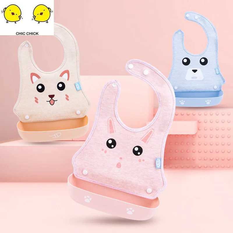 

Detachable Baby Silicone Waterproof Feeding Bibs Newborn Cute Cartoon Feeding Cloth Children Apron Kids Feeding Accessories