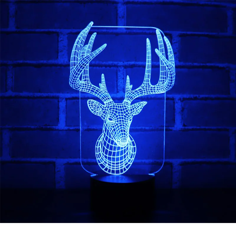 3D LED Night Light Deer with 7 Colors Light for Home Decoration Lamp