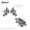 Kinel 2pcs Vintage Jewelry Sets Antique Silver Color Hollow Flower Rings And Crystal Stud Earring Luxury Party Accessories Gift ► Photo 2/6