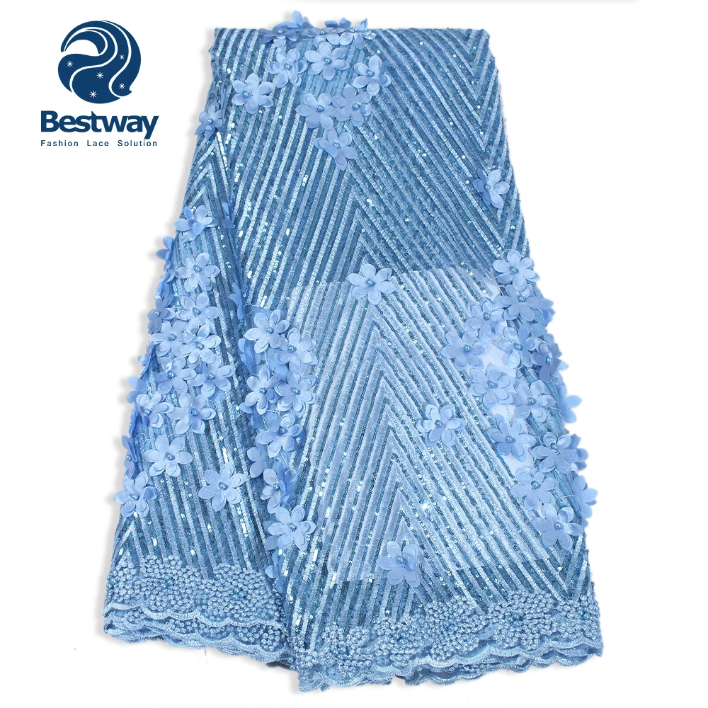 Bestway блестки кружево 3D бусины аппликация ткань тюль французская вышивка цветы