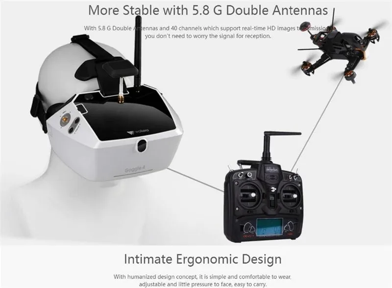 Walkera Goggle 4 FPV очки виртуальной реальности с " HD большой экран гоночный Дрон антенна 3D очки с двойной антенной