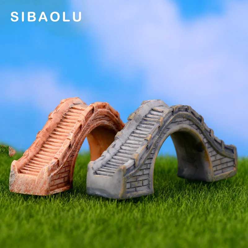 

1pc Stone Bridge Miniature Figurine simulation building DIY Accessories Doll Baby House Decoration resin craft girl toy Kawaii