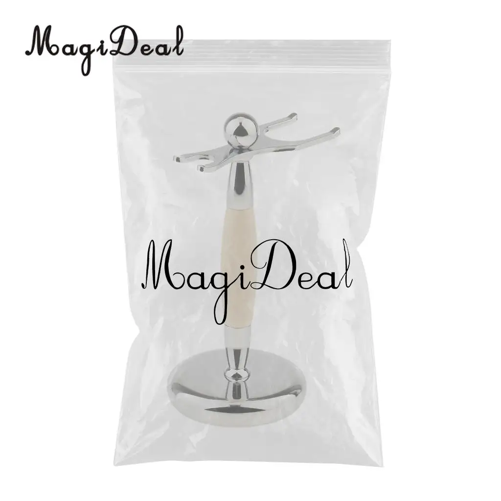 MagiDeal Men Barber Alloy Shaving Brush Safety Razor Holder Rack Stand 2 Prongs salon shaving tool Brush Holder