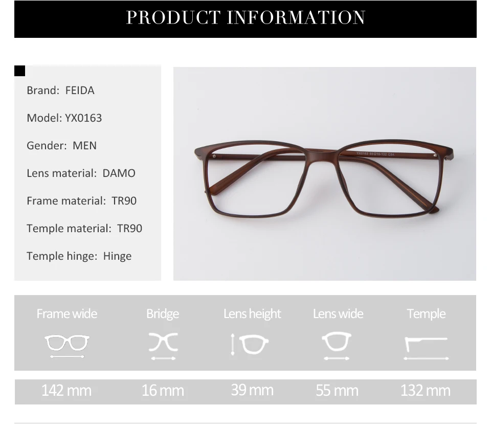 FEIDA квадратная оправа для очков, мужские прозрачные очки TR90, ультра-светильник, оправа для очков, очки для чтения, оправа для очков для мужчин