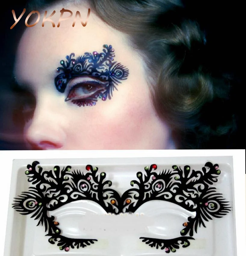 

YOKPN Fashion Fake Eye Lashes Creative Arts Crystal False Eyelashes Stage Exaggerated Color Crystal Hollow False Eye Lashes