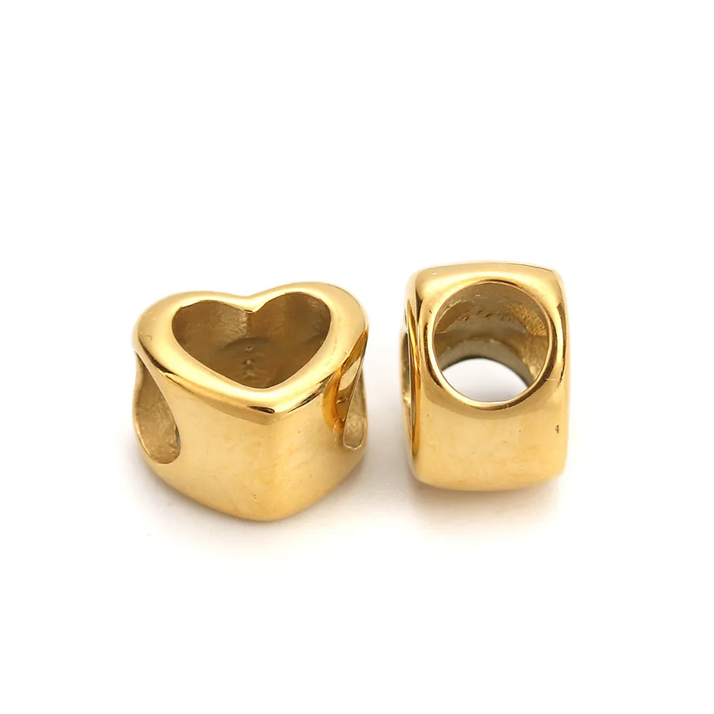 

DoreenBeads 304 Stainless Steel Spacer Beads Heart Shaped Gold Color 11mm( 3/8") x 10mm( 3/8"), Hole: Approx 5.2mm, 1 Piece