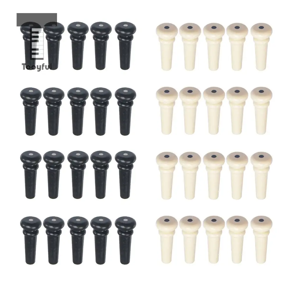 20pcs Acoustic Folk Guitar Plastic Endpins with Dot Inlay Black