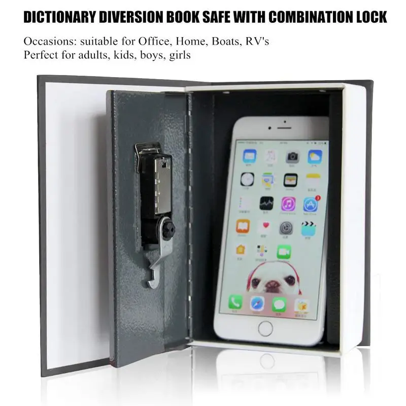 

Book Safe with Combination Lock Dictionary Diversion Book Safe Portable Safe Box, Great for storing Money Jewelry Passport sma