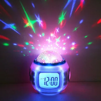 

Light Alarm Clock Projector Lamp home electronic clock decorative Music Starry Star Sky Projection Calendar Thermometer gift