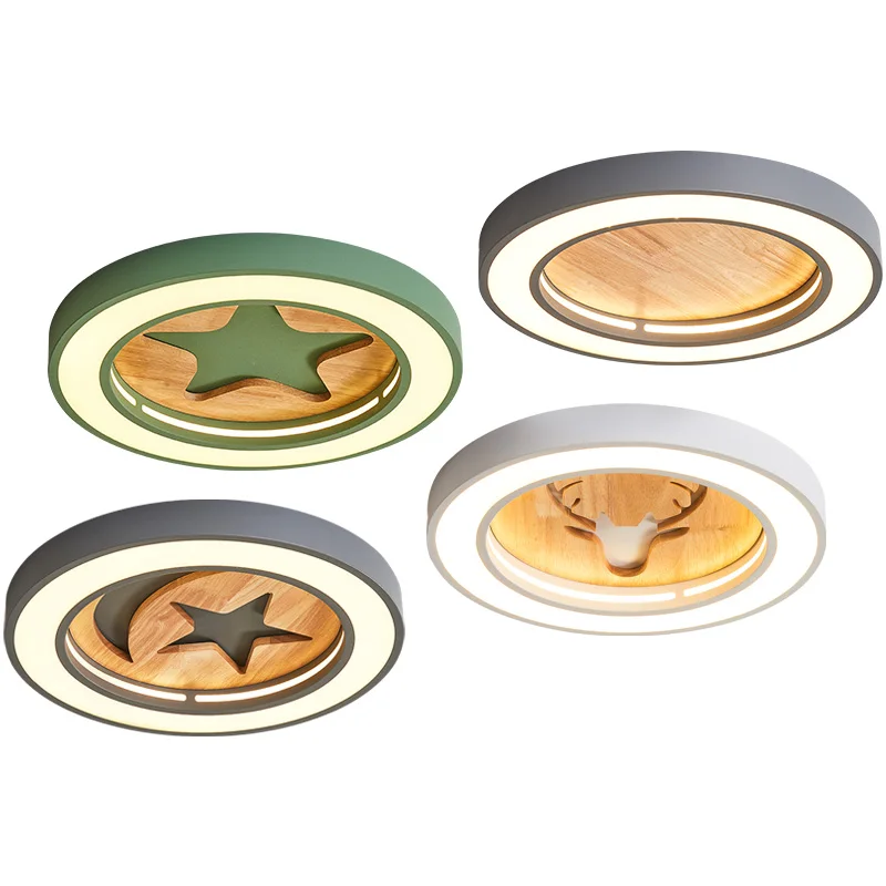 

Nordic simple creative art deco star ceiling light for children room bedroom study room deer LED lamp modern wood nursery lamp