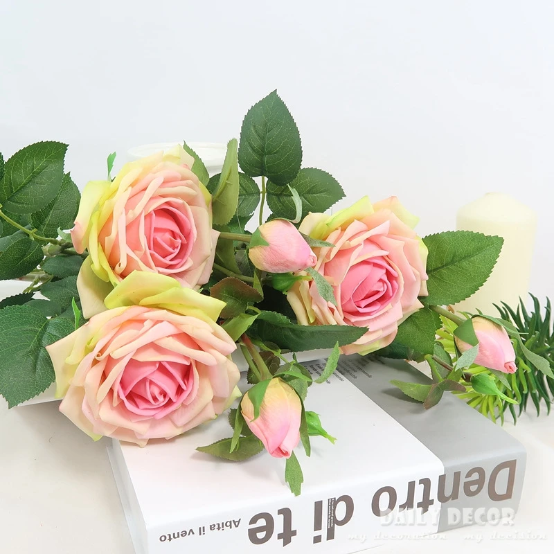 

6pcs/lot! 76cm long 12cm dia large real touch Felt moisturizing 2 heads rose flowers wedding decorative artificial latex rose