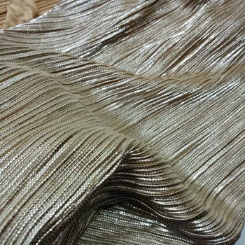 

Silver Bronzing Skirt Fabric Crushed Satin Shiny Fabric Pleated Material for Cloth DIY Dress Fashion Glossy Material 1 Yard