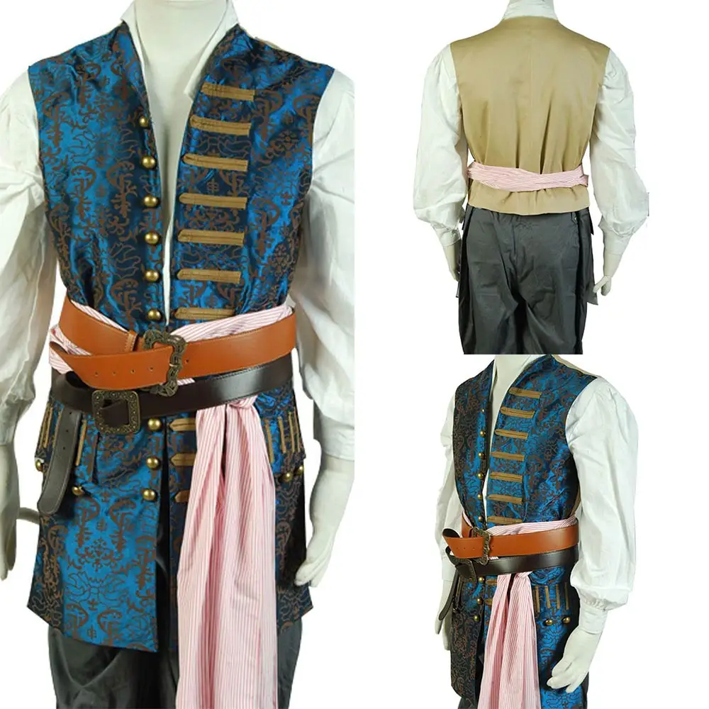 

Adult Men Pirates Of The Caribbean 4 Costume Jack Sparrow Vest Costume Cosplay Halloween Carnival Custom Made
