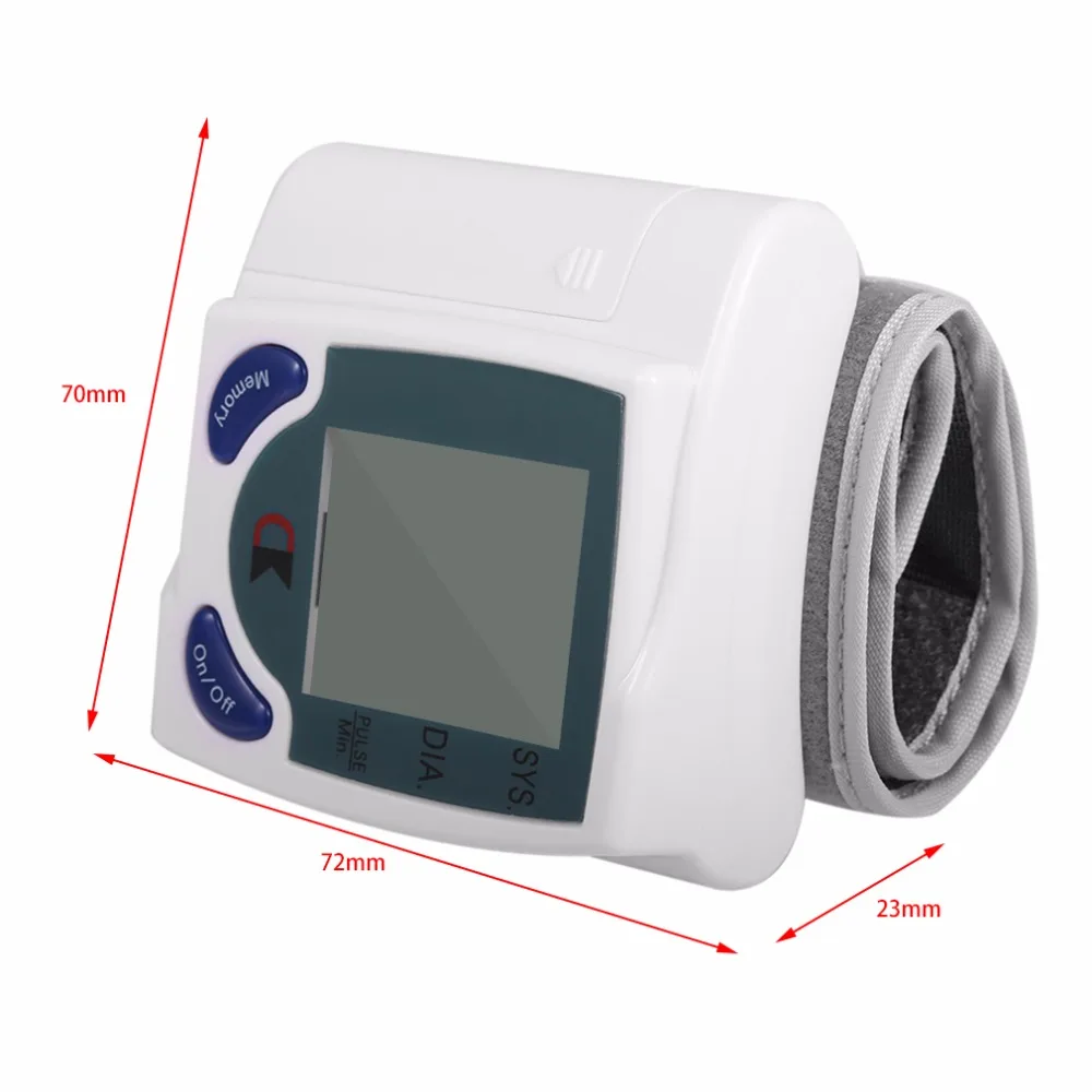 Цифровой измеритель артериального давления на запястье с ЖК-дисплеем, прибор для измерения сердечного ритма
