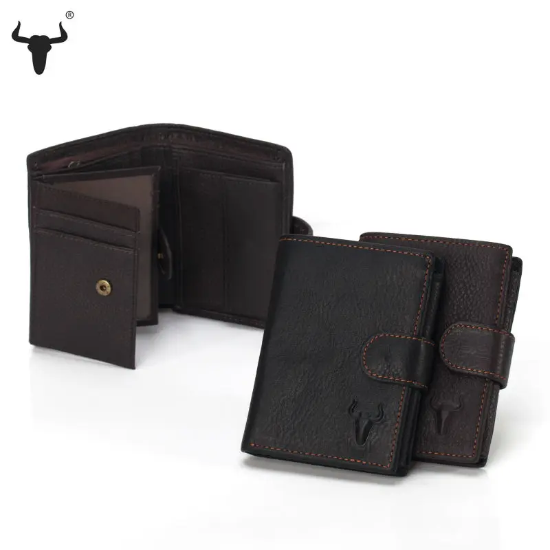 Men Organizer Wallets Brand Vintage Genuine Oil Wax Leather Cowhide Short Bifold Men's Wallet Purse Card Holder With Coin Pocket