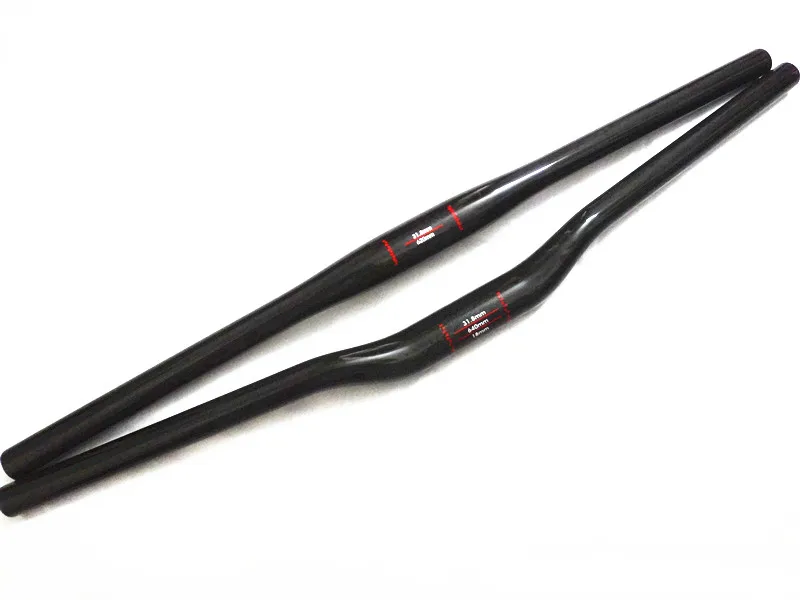 3K Carbon Fibre Mountain Bicycle flat Handlebar MTB Bike rise