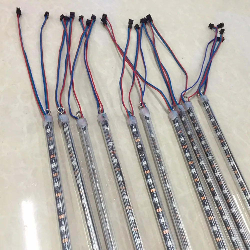 

1M long 3D SK6812 RGB digital meteor tube light;DC5V input;64pcs SK6812 LEDs with 32pixels total