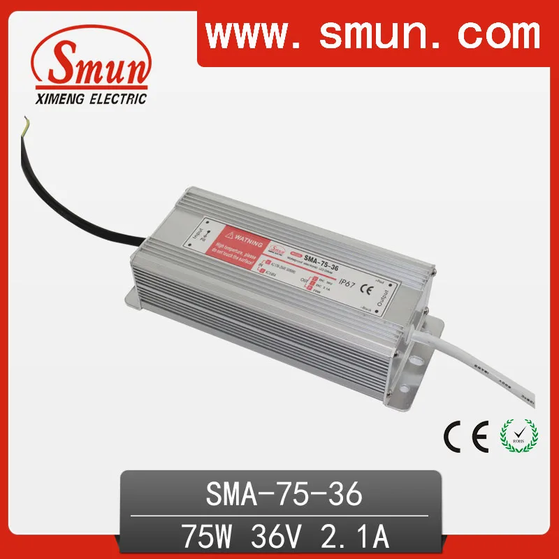 

75W18-36A 3A constant current waterproof IP67 LED driver switching power supply for led strip light CE ROHS 1 year warranty