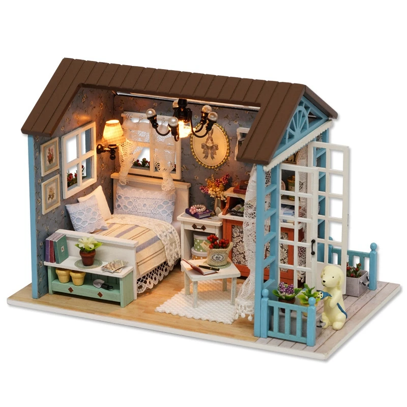 Кукла ручной работы Дома Мебель Миниатюрные DIY 3D Деревянные игрушки куклы кукольный домик Спальня модель для детей взрослые подарок к
